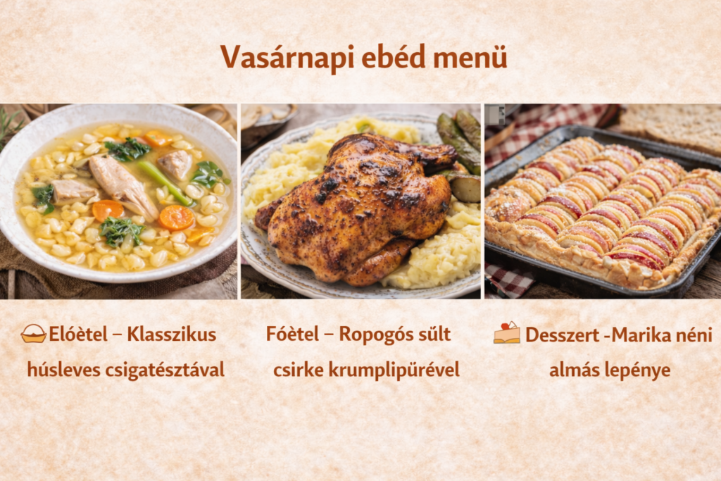 Vasárnapi ebéd ötletek – Klasszikus Magyar menü (3 fogás)
