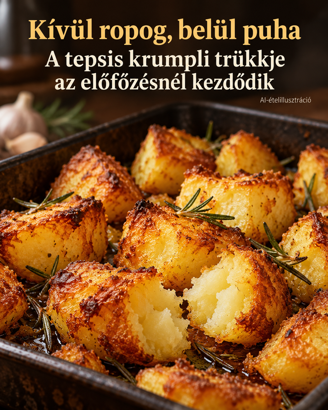 A ropogós tepsis krumpli nem a sütőben kezdődik – ezt tedd vele előtte – AI-illusztráció