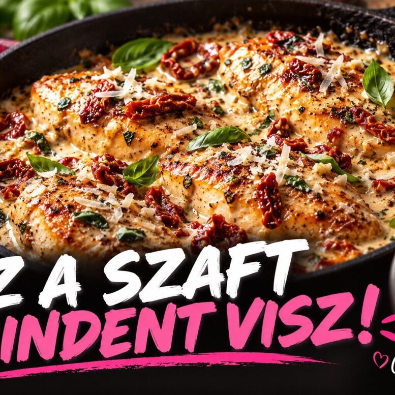 Csirkemell tejszínes-aszalt paradicsomos mártásban – AI-ételillusztráció